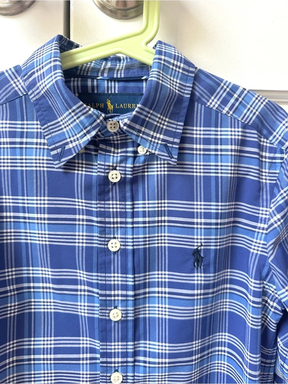 LIKE NEW Ralph Lauren Blue & White Plaid Button-Down Shirt - size S/P (8)
